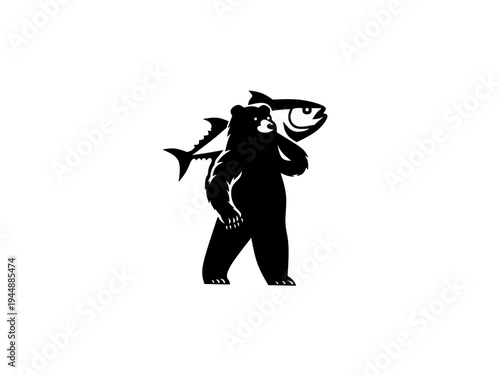 silhouette Fish bear logo