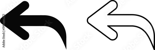 Black and white arrows pointing left and right isolated on transparent background, Vector