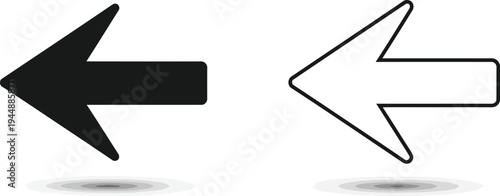 Black and white arrows pointing left and right isolated on transparent background, Vector