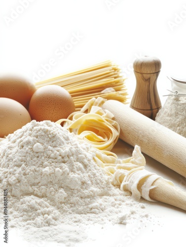 パスタ材料と麺棒