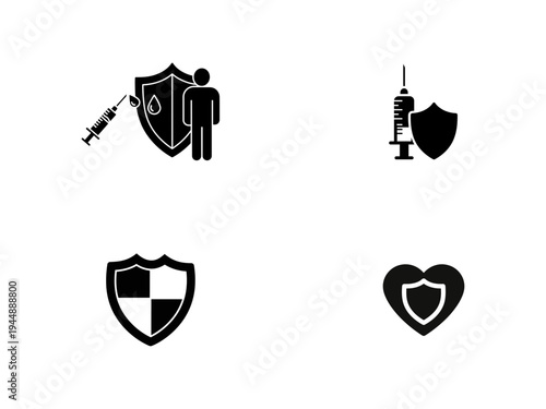 Medical protection and vaccination with shields and syringes health vaccine
