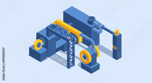 Isometric Industrial Machinery Illustration for Manufacturing and Production.