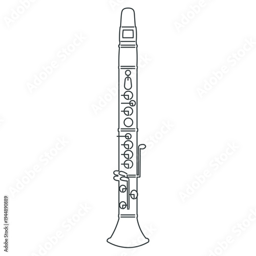 ミニマルなクラリネット線画イラスト