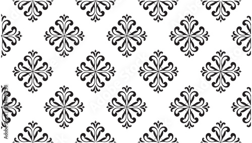 Fleur de lis inspired floral pattern for classic wallpaper and elegant textile design print