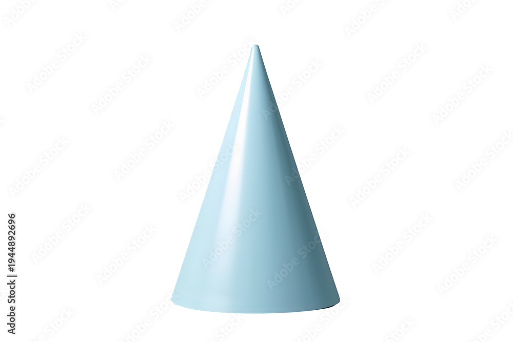 Fototapeta premium Light blue 3d cone primitive shape object with glossy finish isolated on transparent background