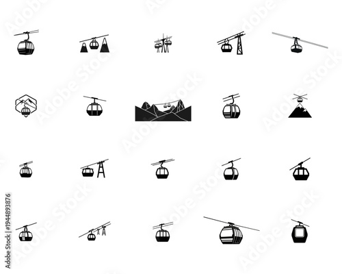 Cable Car Gondola with Mountain Scenery ski lift transportation