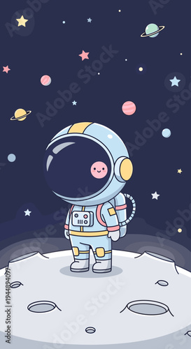 Astronaut in Space Suit Standing Alone.