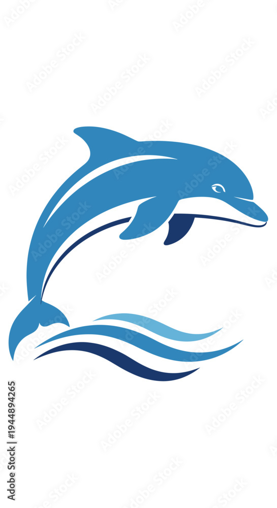 Obraz premium Blue Dolphin Swimming Ocean Water.