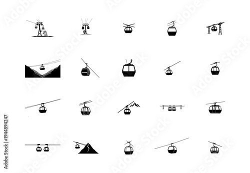Collection of Cable Car with Mountain and Tower gondola ski lift