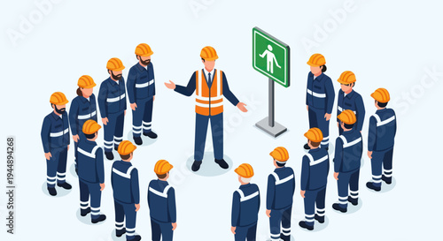 Construction Safety Briefing with Foreman and Workers.