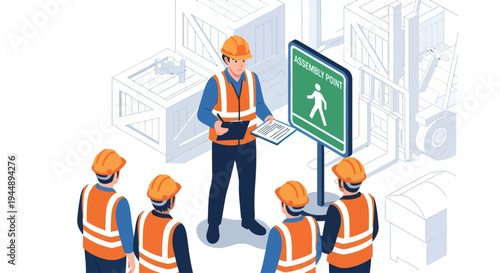 Construction Safety Briefing with Workers and Supervisor.