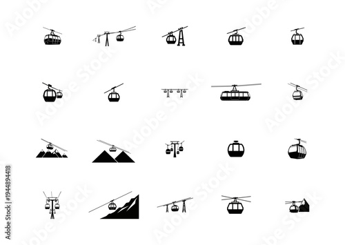 Collection of Cable Car Silhouettes with Transparent Background gondola ski lift 1