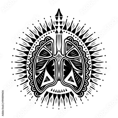 Glyph style illustration showing detailed bronchi structure