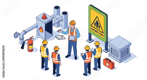 Construction workers receiving safety training on a job site.