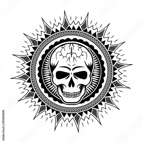 Vintage style illustration depicting human neurocranium anatomy