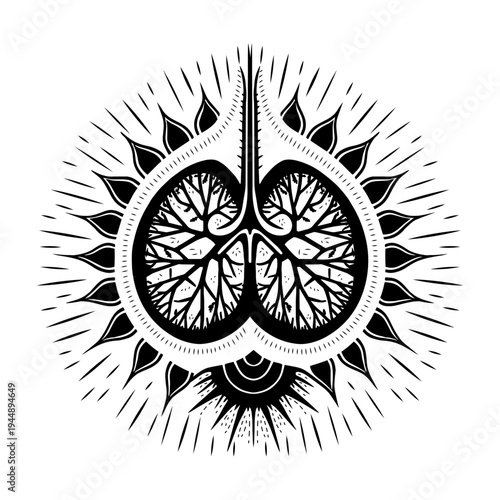 Glyph style illustration depicting bronchioles anatomy
