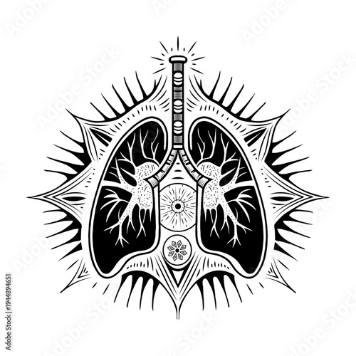 Filled style illustration depicting alveoli anatomy