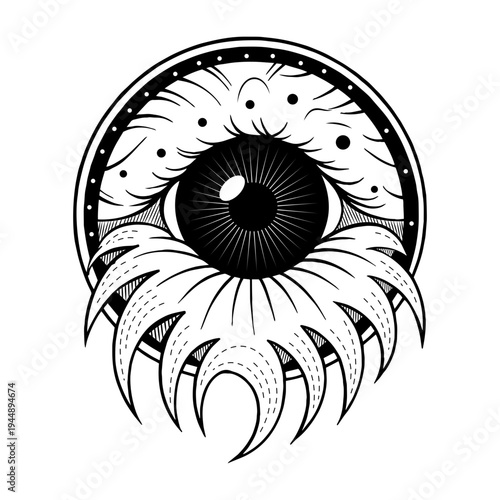Glyph style illustration depicting detailed retina structure