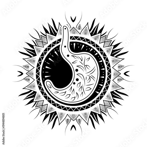 Filled style illustration showing stomach anatomy 