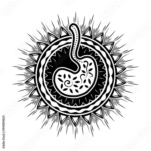 Glyph style illustration showing digestion process