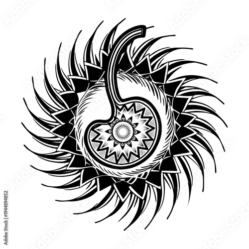 Filled style illustration depicting esophagus structure