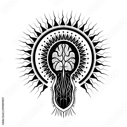 Glyph style illustration depicting nervous system structure