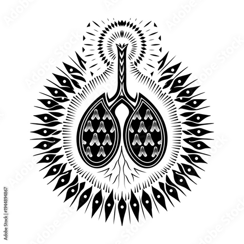 Filled style illustration depicting detailed alveoli