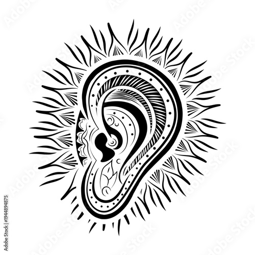 Glyph style illustration depicting ear anatomy