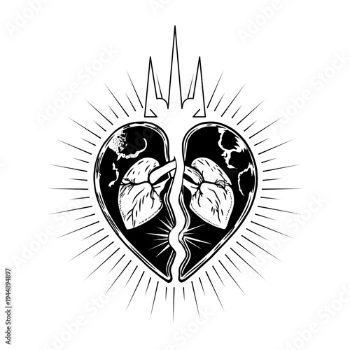 Filled style illustration showing heart failure condition