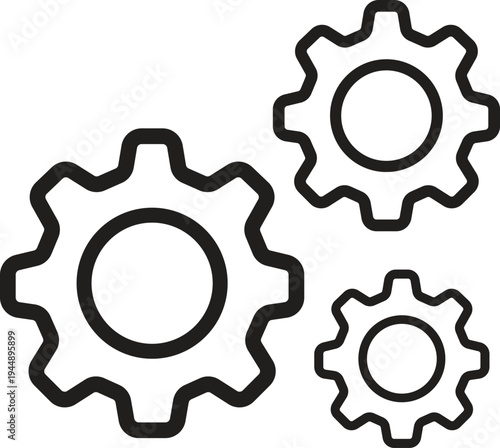 Art & Illustration, Three gears settings icon for system process and technical configuration management