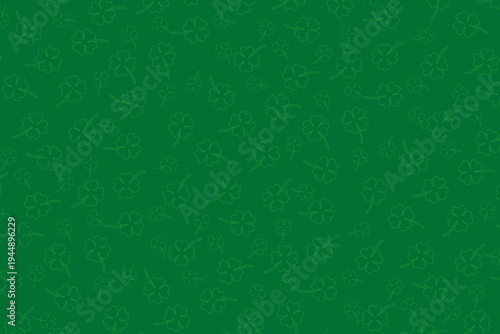 Tableau sur toile A vibrant green background adorned with a seamless scattering of delicate shamrock and lucky clover outlines, creating a festive and fortunate visual texture for various design applications