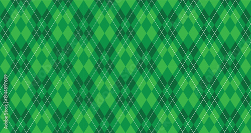 Vibrant green argyle pattern with diamond shapes and texture