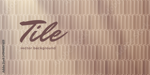 Round ceramic tile background with sunlight effect. Vector abstract back with geometric shapes in brown colors. Interior wall texture