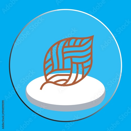 Sustainable Textile Concept: Woven Leaf Icon on Blue Background
