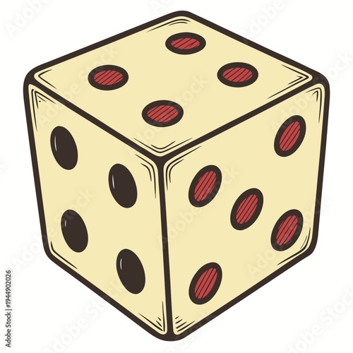 Yellow dice with red and black spots game chance luck