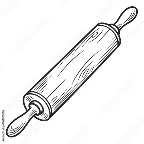 Wooden rolling pin with handles on both ends kitchen tool baking tool cooking utensil