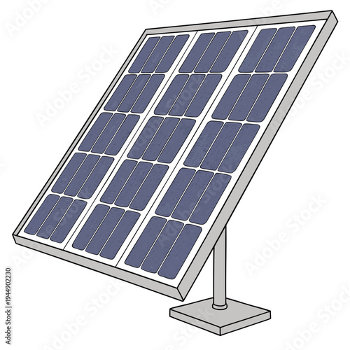 Single solar panel on stand with white background single panel isolated
