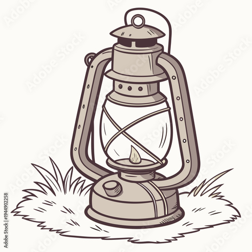 Vintage lantern with a handle and glass enclosure