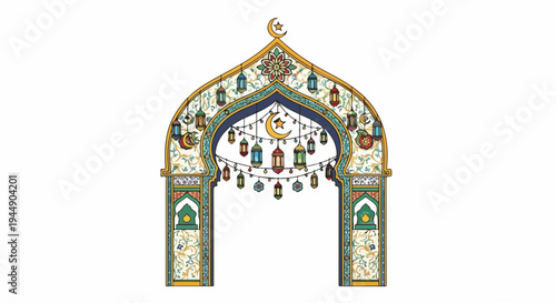 Ornate Archway with Intricate Jewel Tones Design.