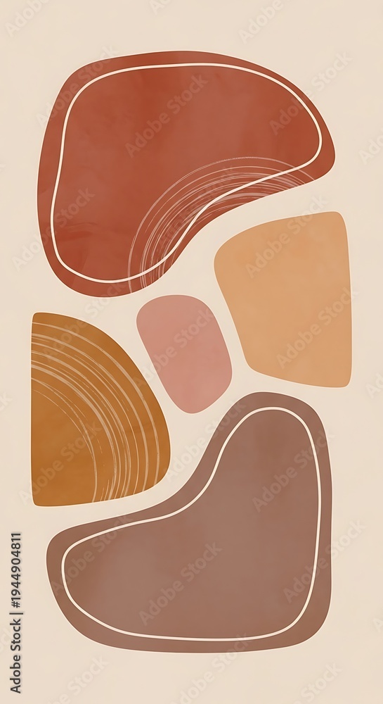 Fototapeta premium Abstract shapes in earthy tones composition.