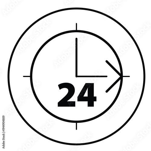 24 hour clock time icon Vector