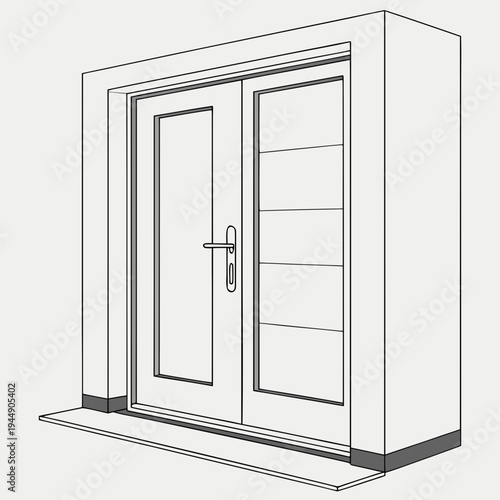 Double doors with a wall and threshold entrance interior