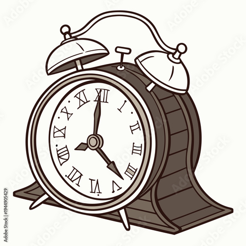 Vintage alarm clock on white background time bell