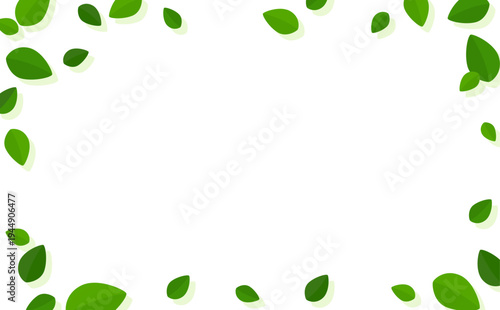 シンプルな葉っぱの透過フレーム2_横