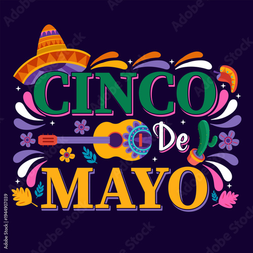 cinco de mayo with guitar for social media feed