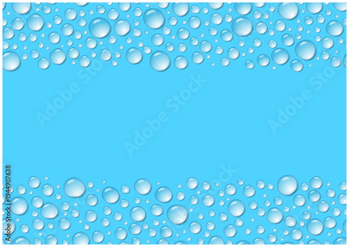 水滴の上下フレーム背景 ブルー 雫の背景 コピースペース ベクター