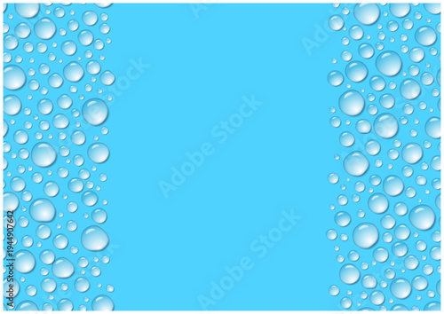 水滴のフレーム背景 左右の雫 ブルー 水の背景 コピースペース ベクター