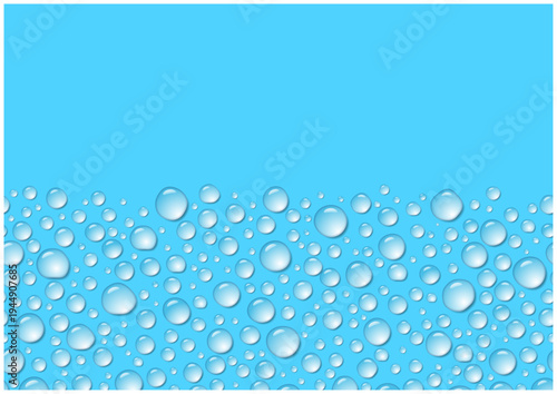 下部に広がる水滴背景 ブルー 雫のバックグラウンド コピースペース