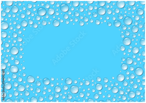 水滴の囲みフレーム背景 ブルー 雫の装飾フレーム ベクター