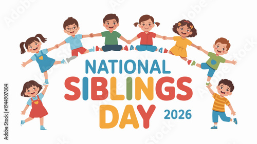 Children celebrating national siblings day 2026 with hands joined in friendship and unity